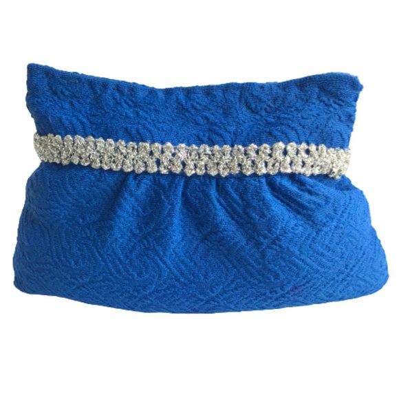 Vintage Blue Handmade Cosmetic Jewelry Travel Bag - Picture 3 of 11